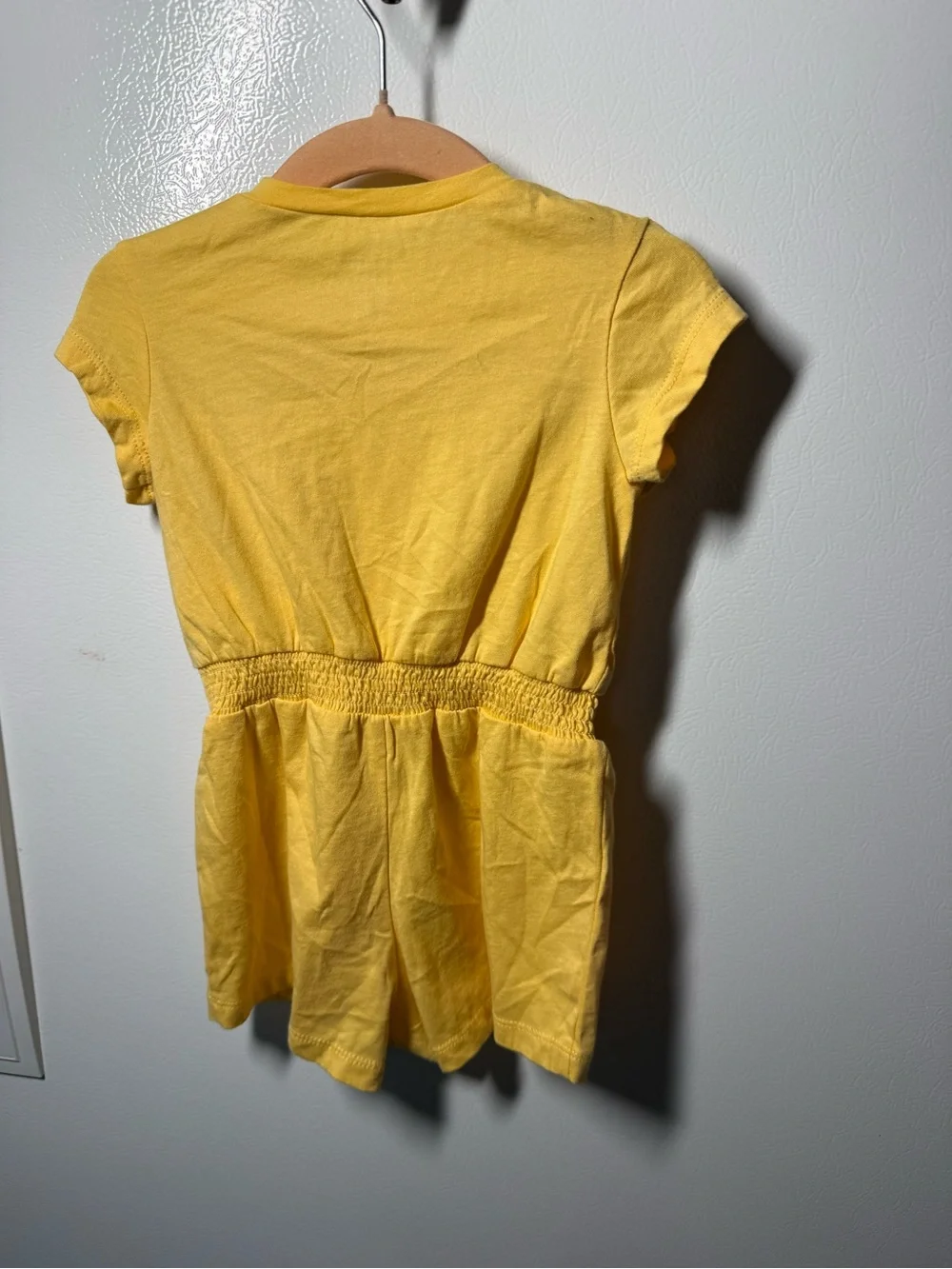Ralph Lauren Yellow Cotton Short-Sleeve Romper with Logo